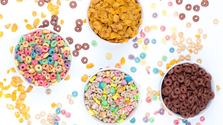 bowls of sugary cereal