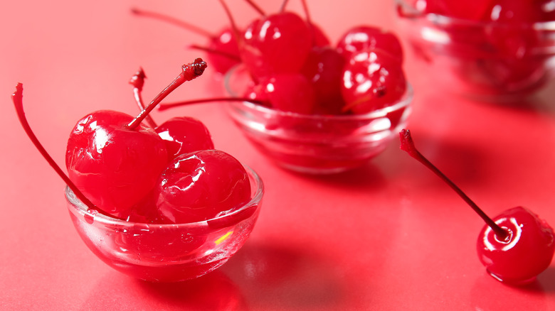 bowls of maraschino cherries