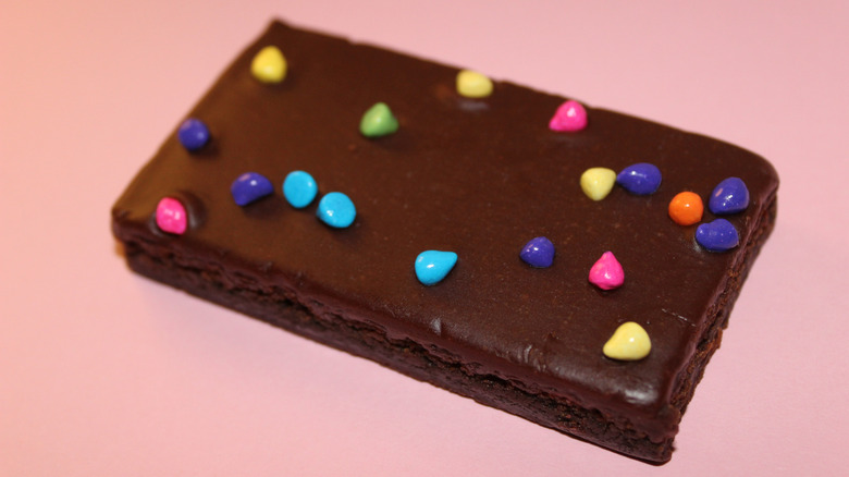 Little Debbie Cosmic Brownie on pink background