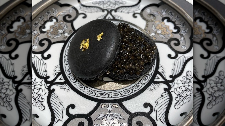 caviar macarons on plate