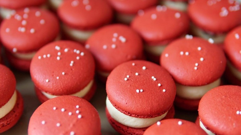 red velvet macarons close-up