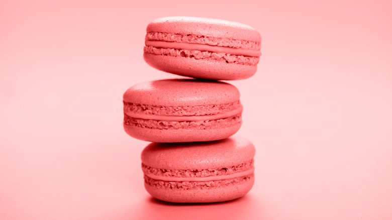 rose flavored macaron stack