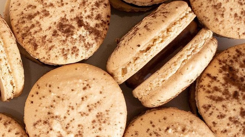 tiramisu macarons on plate