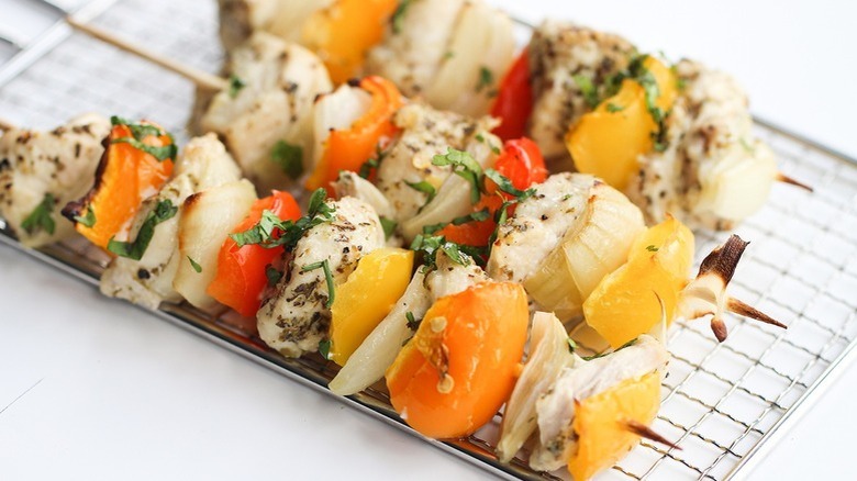 chicken and vegetable skewers