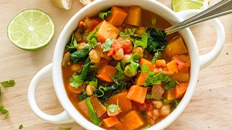 pumpkin and kale in bowl