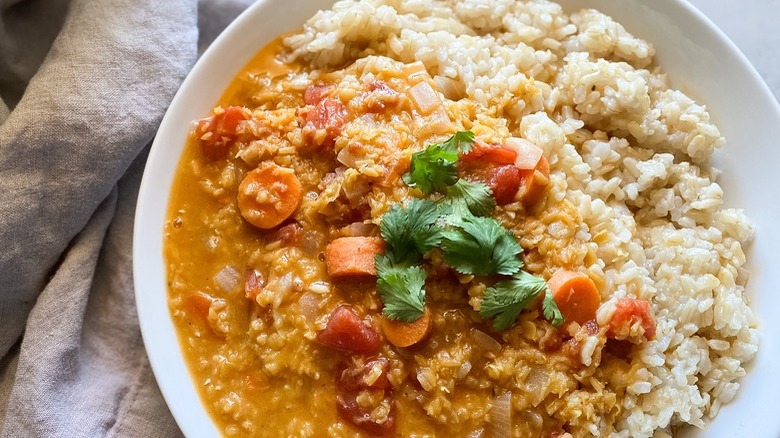 lentil curry with carrot chunks