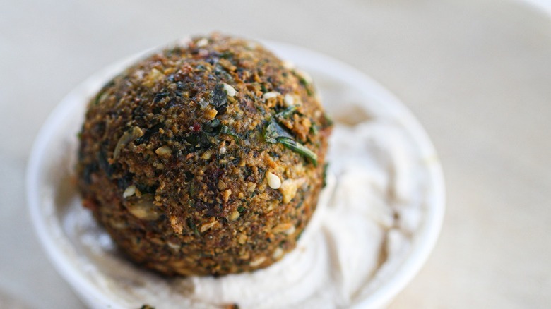 falafel ball on white plate