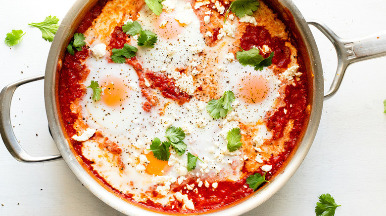 shakshuka in metal pot