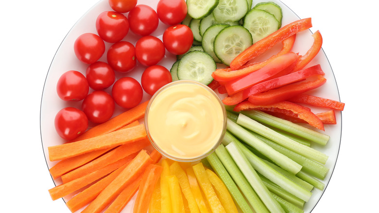 chopped veggies and dip