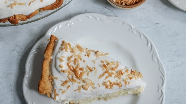 slice of coconut cream pie