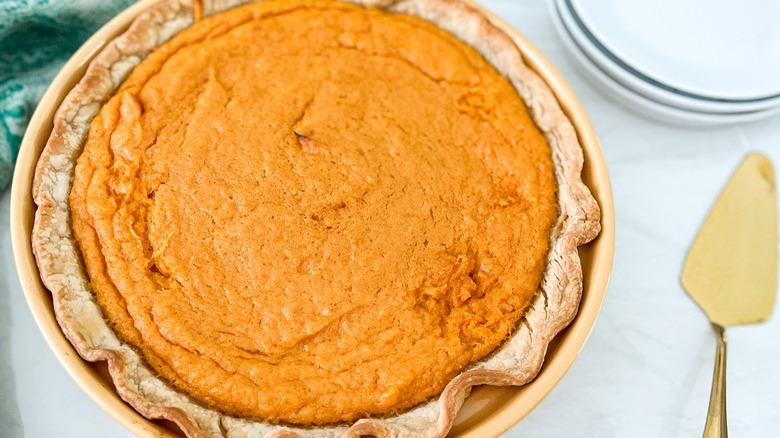 sweet potato pie in pan