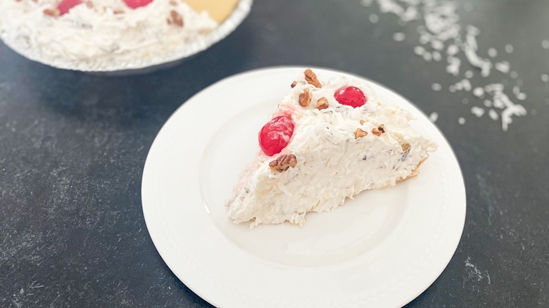 cream-filled pie with cherries