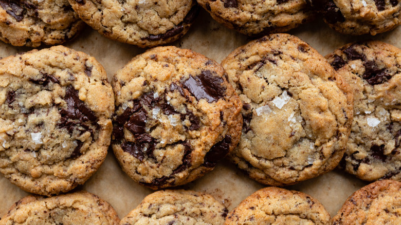 close up of chocolate chip cookies