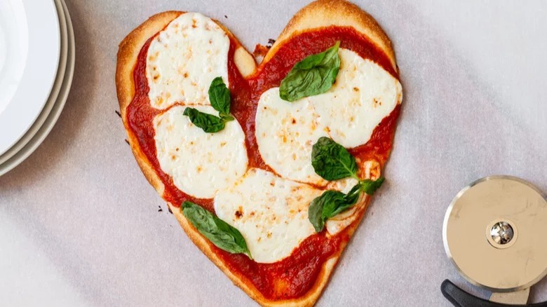 Heart-shaped pizza