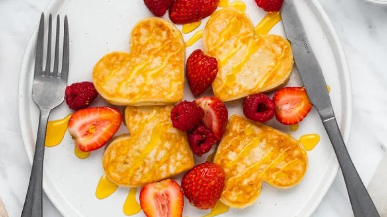 Heart-shaped Valentine's Day pancakes