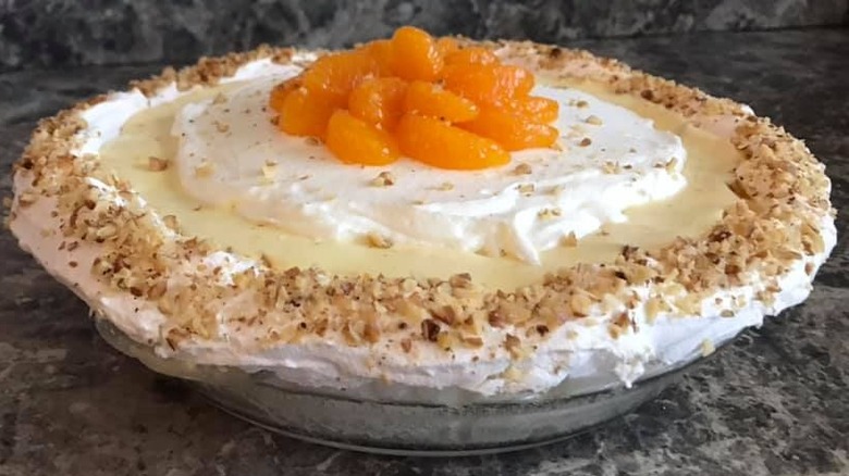 Orange grove pie on counter