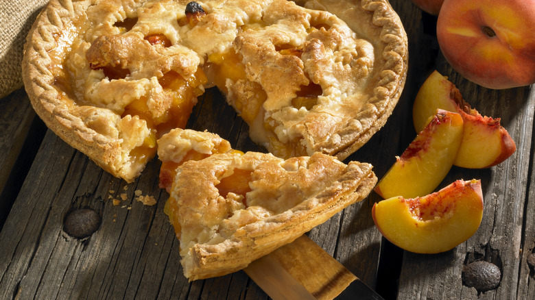 Peach pie with peaches