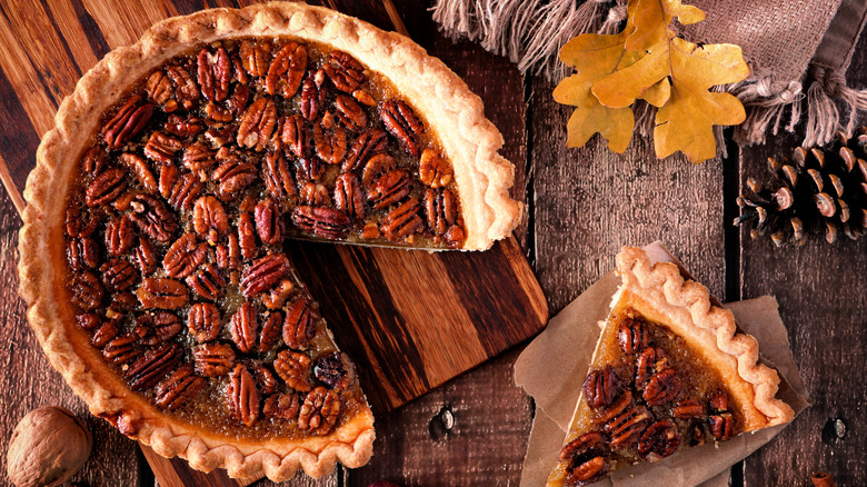 Pecan pie on table 