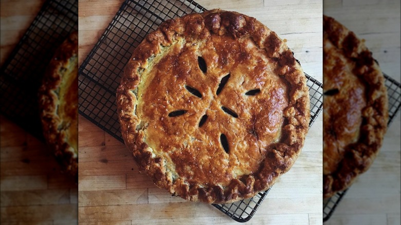 Sauerkraut pie on cooling rack