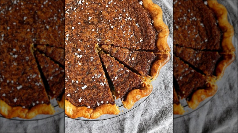 Maple pie on clear plate