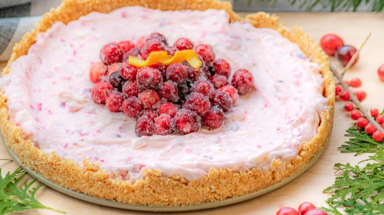 Simple No-Bake Cranberry Orange Cheesecake