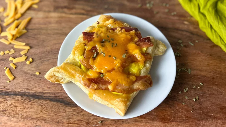 Cheese, bacon, and egg puff pastry