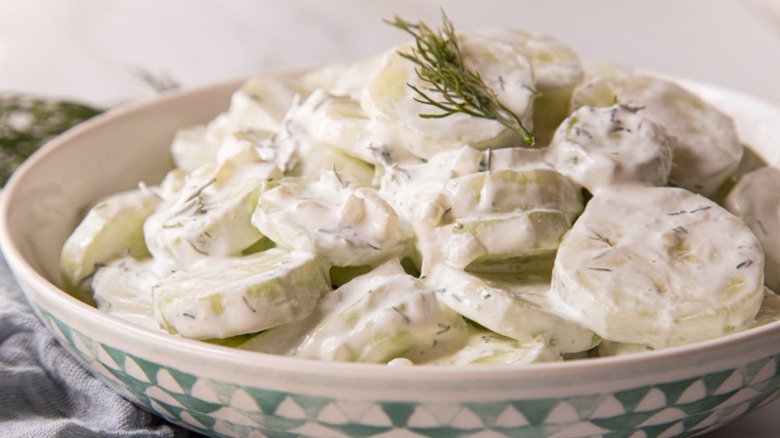 Creamed cucumber slices