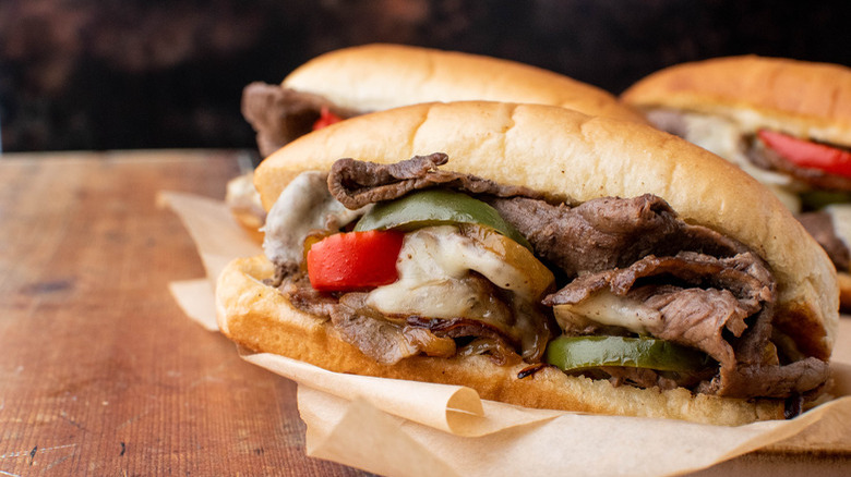 cheesesteak sandwich with peppers
