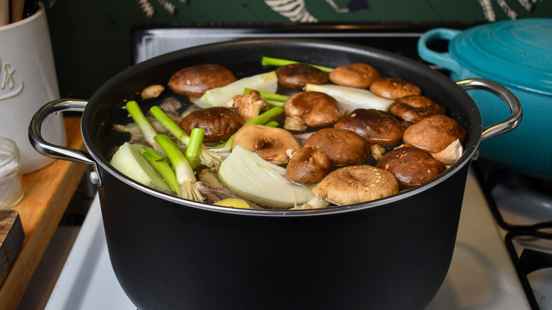 Ingredients and water in pot 