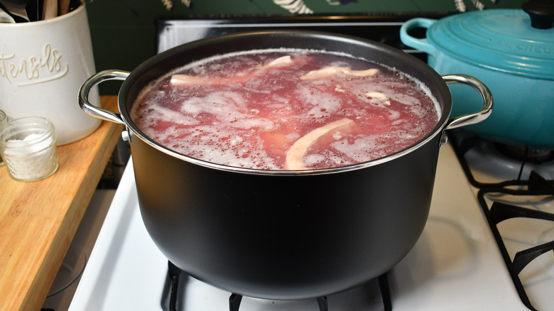 Blanching bones in large pot