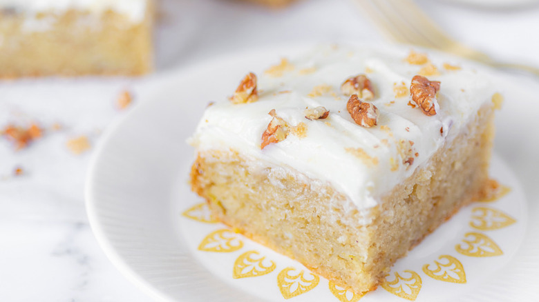 banana cake on plate