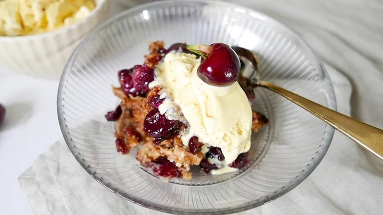 slice of cherry dump cake