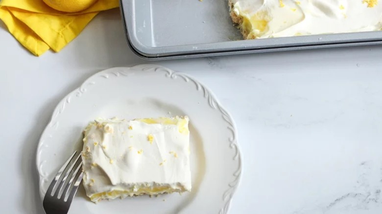 slice of lemon lush dessert