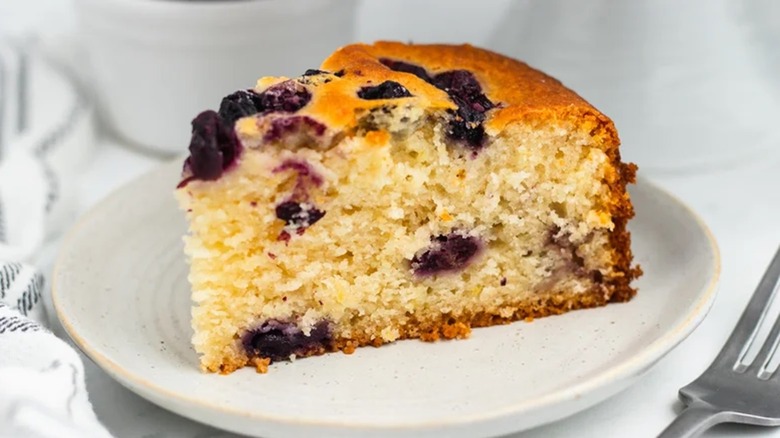 slice of lemon blueberry cake