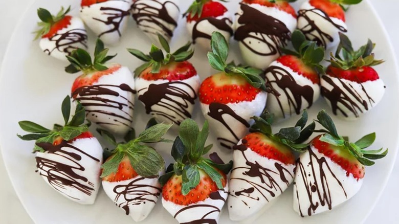 dish of yogurt covered strawberries