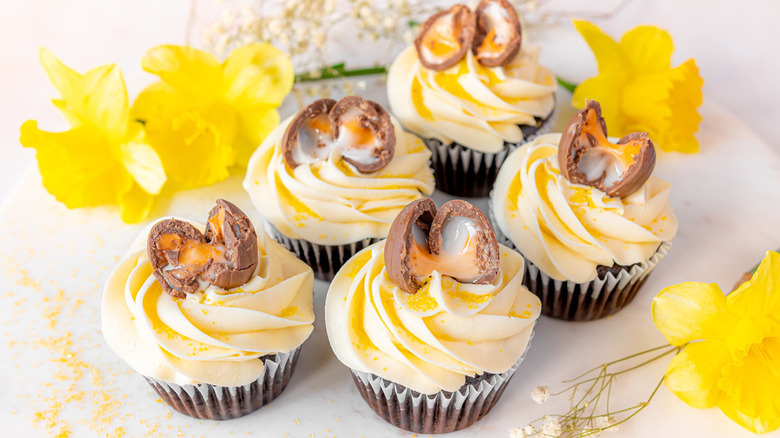 Cupcakes with Cadbury Creme Eggs