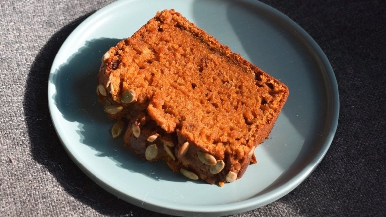 Pumpkin bread on plate