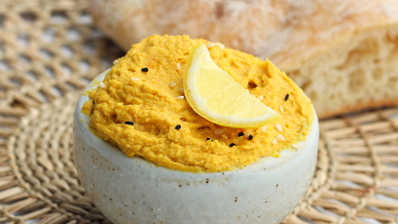 Hummus made with roast pumpkin