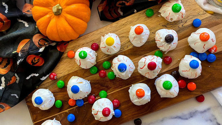 White chocolate eyeballs with M&Ms