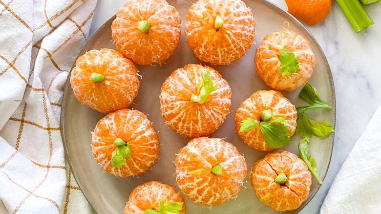 Clementine and celery pumpkin platter