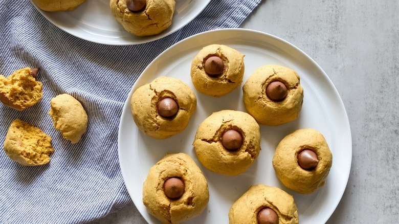 Pumpkin cookies with Hershey's Kisses