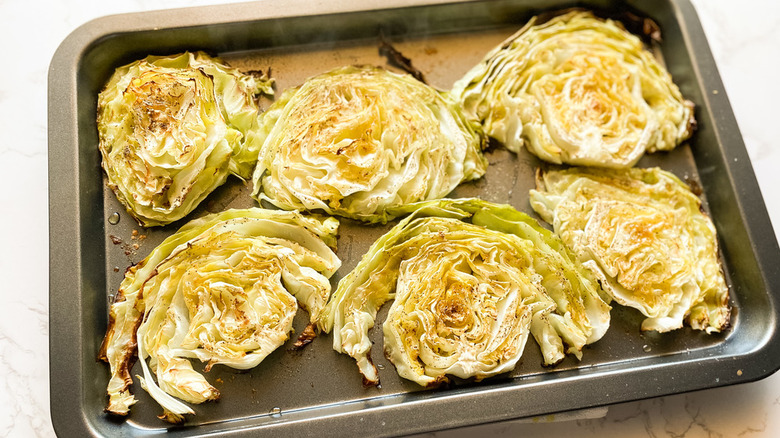 pan of baked cabbage