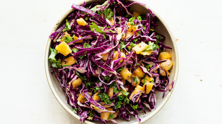 shredded red cabbage with pineapple 