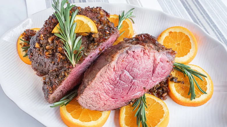 Beef Tenderloin with orange slices