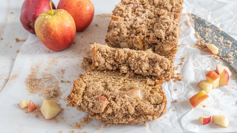 sliced apple streusel bread