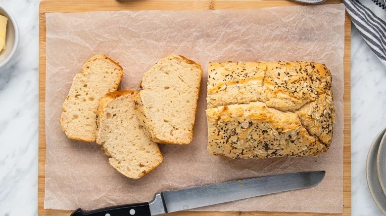 sliced bread on cutting board