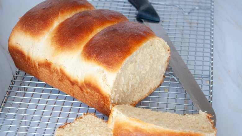 milk bread on wire rack