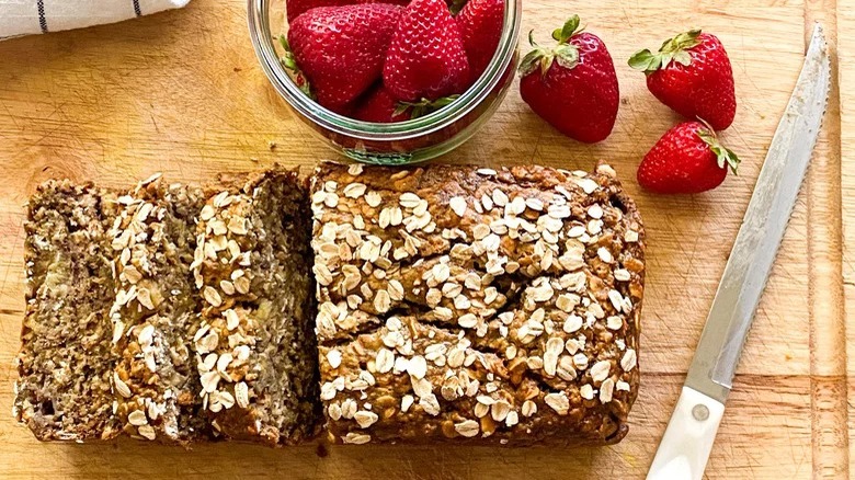 sliced banana oatmeal bread