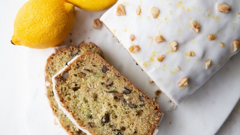 sliced zucchini bread with nuts