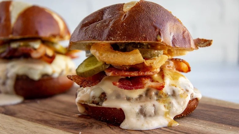 pretzel pub cheeseburger 